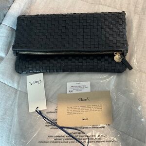 Clare V Woven foldover Clutch with tabs